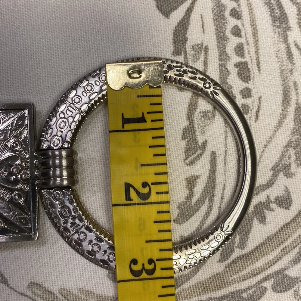 Chicos wide Boho silver‎ tone circle buckle
